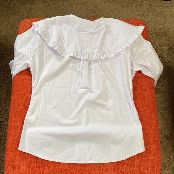 Udel New York Oversized Bib Ruffle Collar Button Up Down Shirt NWT - Picture 5 of 10